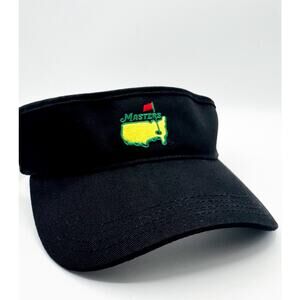 American Needle Masters Golf Black Sun Visor Hat 100% Cotton Adjustable Strap